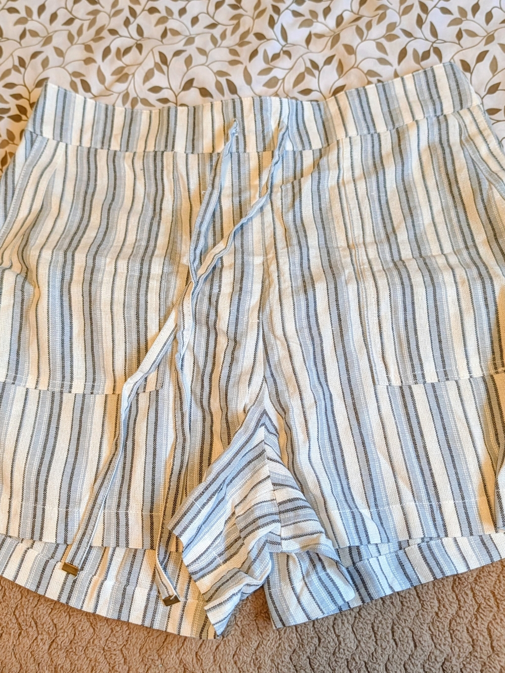 Striped Blue and White Women's Drawstring Shorts